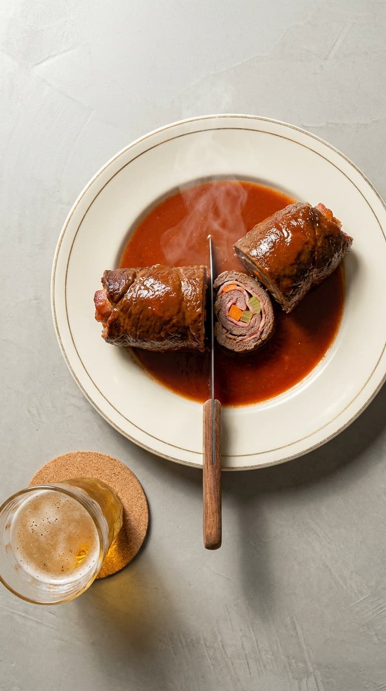 Bife rolê com canela pronto
